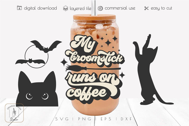 Witch Beer Can Glass Wrap Svg Halloween Libbey Glass 16 Oz SVG OrangeBrushStudio 