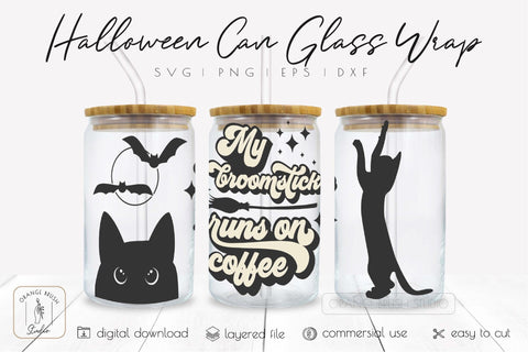 Witch Beer Can Glass Wrap Svg Halloween Libbey Glass 16 Oz SVG OrangeBrushStudio 