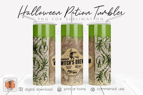 Witch Brew Halloween Potion Tumbler Wrap Skinny Tumbler 20Oz Sublimation OrangeBrushStudio 