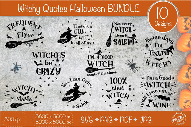 Witch Bundle SVG, Witch quote SVG, Halloween bundle SVG SVG Createya Design 
