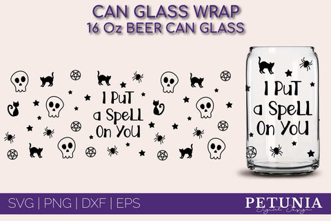 Witch Can Glass Wrap SVG BUNDLE | Halloween Libbey Can Glass SVG Petunia Digital Design 