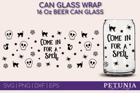 Witch Can Glass Wrap SVG BUNDLE | Halloween Libbey Can Glass SVG Petunia Digital Design 