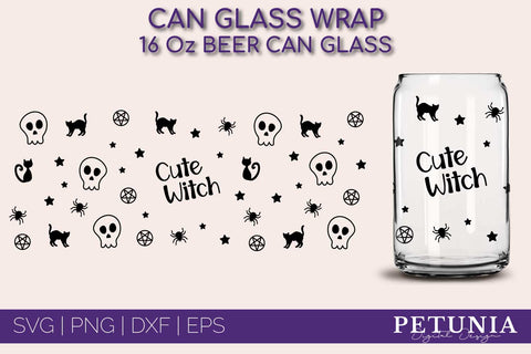 Witch Can Glass Wrap SVG BUNDLE | Halloween Libbey Can Glass SVG Petunia Digital Design 
