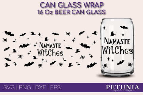 Witch Can Glass Wrap SVG BUNDLE | Halloween Libbey Can Glass SVG Petunia Digital Design 