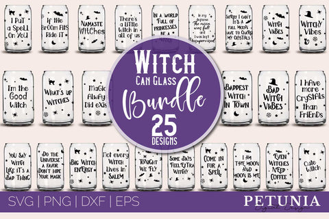 Witch Can Glass Wrap SVG BUNDLE | Halloween Libbey Can Glass SVG Petunia Digital Design 