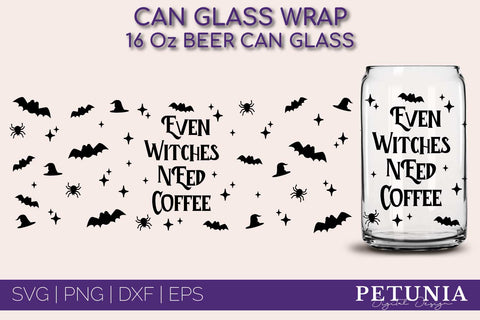 Witch Can Glass Wrap SVG BUNDLE | Halloween Libbey Can Glass SVG Petunia Digital Design 