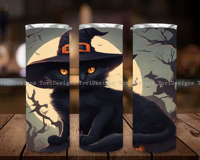 Witch Cat Halloween Tumbler Design, Halloween Tumbler Black Cat Sublimation Sublimation ToriDesigns 