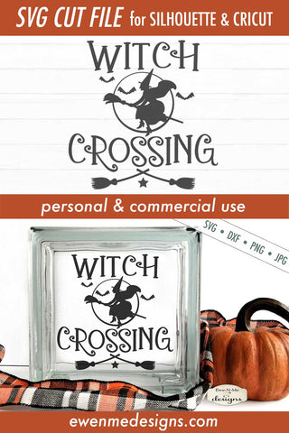 Witch Crossing - Halloween SVG - Broom Bats SVG SVG Ewe-N-Me Designs 
