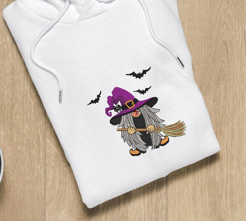 Witch gnome embroidery design , Halloween embroidery design, 4 sizes, instant download. Embroidery/Applique DESIGNS ArtEMByNatalia 