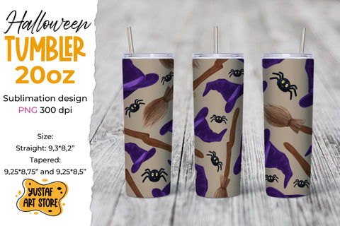 Witch Halloween tumbler sublimation wrap watercolor design Sublimation Yustaf Art Store 