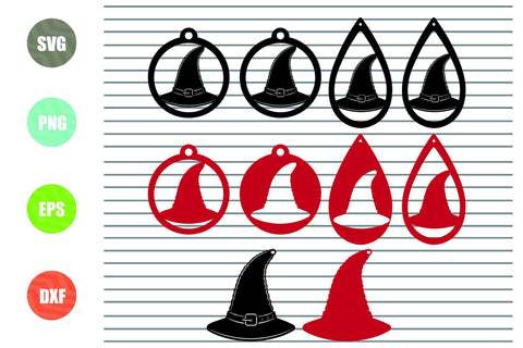 Witch Hat Earrings - Halloween SVG PNG DXF EPS Cut Files SVG Artstoredigital 