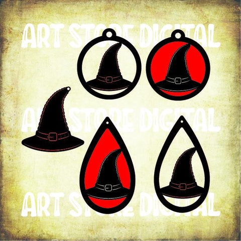 Witch Hat Earrings - Halloween SVG PNG DXF EPS Cut Files SVG Artstoredigital 