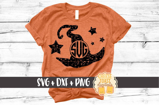 Witch Hat Monogram Frame - Distressed - Monogram SVG File SVG Cheese Toast Digitals 