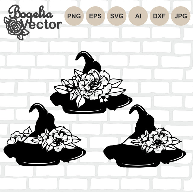 Witch Hat Svg, Floral Svg Cut files, Halloween Svg Bundle, Hocus Pocus, Witchy Svg, Cricut, Halloween Shirt Svg, Png, Flowers, Fall Mystical SVG BogeliaVector 