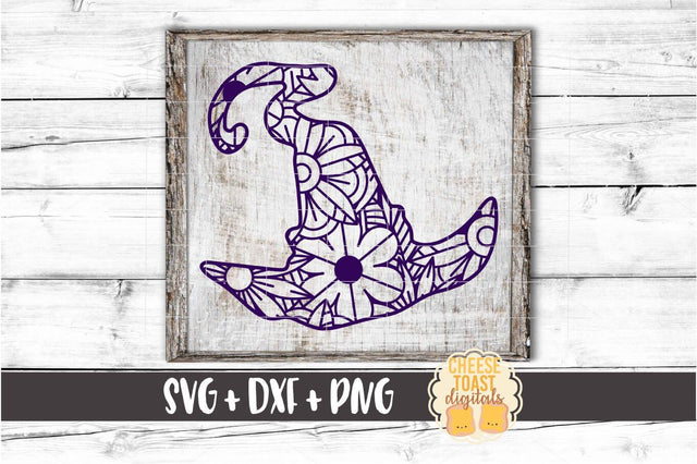 Witch Hat Zen Doodle Mandala - Halloween SVG PNG DXF Cut Files SVG Cheese Toast Digitals 
