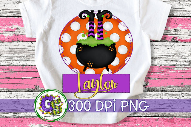 Witch In Cauldron Circle Design PNG for Sublimation-Halloween PNG Sublimation Greedy Stitches 