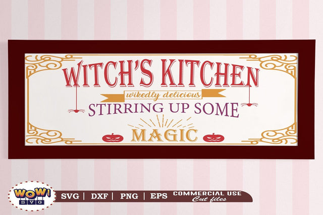 Witch Kitchen svg, dxf, png, witch monogram svg, Halloween welcome sign board svg, Halloween girl svg, halloween decor svg, Witch hat svg SVG Wowsvgstudio 