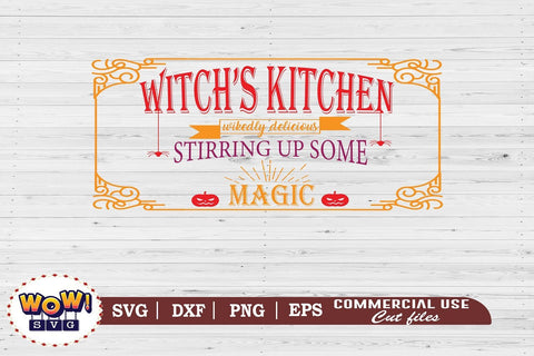 Witch Kitchen svg, dxf, png, witch monogram svg, Halloween welcome sign board svg, Halloween girl svg, halloween decor svg, Witch hat svg SVG Wowsvgstudio 