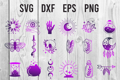 Witch magic symbols esoteric boho mystical SVG dadan_pm 