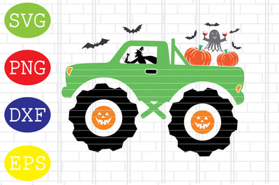 Witch Monster Truck Svg, Halloween Truck Svg, Spooky Svg, Cauldron Svg, Halloween Svg, Witch Svg, Ghost Svg, Png, Eps, Dxf Files SVG DigitalSvgFiles 