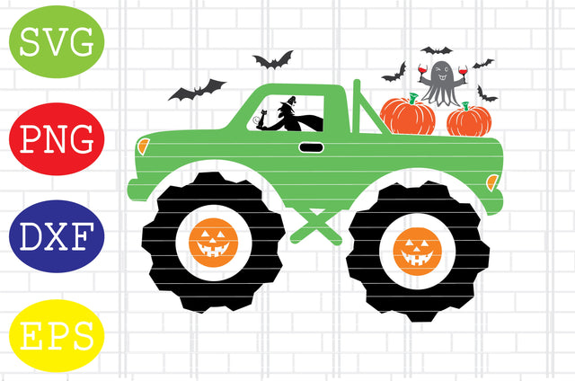 Witch Monster Truck Svg, Halloween Truck Svg, Spooky Svg, Cauldron Svg, Halloween Svg, Witch Svg, Ghost Svg, Png, Eps, Dxf Files SVG DigitalSvgFiles 