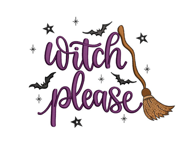 Witch Please Embroidery Design, Halloween Embroidery Design, 3 sizes, Instant Download Embroidery/Applique DESIGNS Nino Nadaraia 