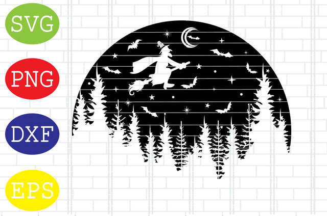 Witch Scene Svg, Halloween Scene Svg, Spooky Svg, Cauldron Svg, Halloween Svg, Witch Svg, Ghost Svg, Png, Eps, Dxf Files SVG DigitalSvgFiles 