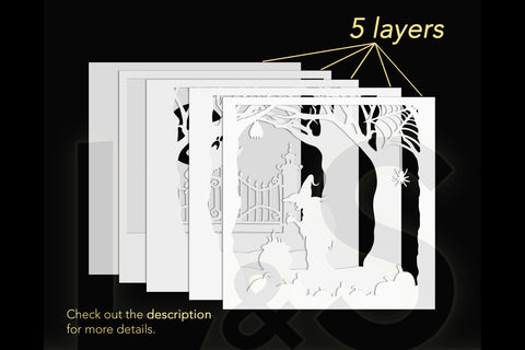 Witch Shadowbox Svg | Paper Cut Light Box Template 3D Paper Lights & Silhouettes 