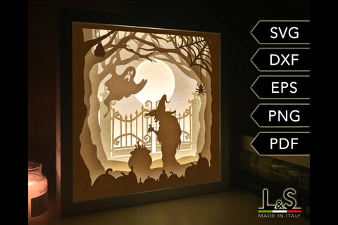 Witch Shadowbox Svg | Paper Cut Light Box Template 3D Paper Lights & Silhouettes 