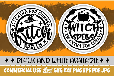 Witch Spells SVG, Halloween Round Sign Designs SVG TonisArtStudio 