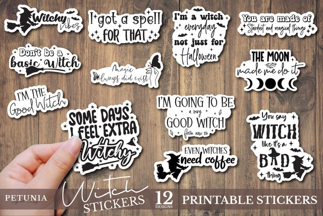 Witch Stickers Bundle | Witchcraft Printable Stickers Sublimation Petunia Digital Design 