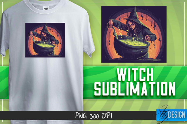 Witch Sublimation | T-Shirt Design Sublimation Fly Design 
