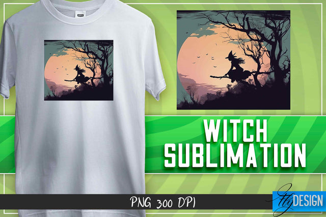 Witch Sublimation | T-Shirt Design Sublimation Fly Design 