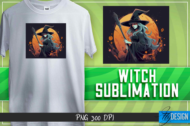 Witch Sublimation | T-Shirt Design Sublimation Fly Design 