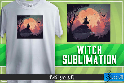 Witch Sublimation | T-Shirt Design Sublimation Fly Design 
