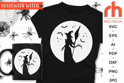 Witch SVG - Halloween Moon Cut File SVG RedHelgaArt 