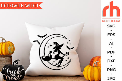 Witch SVG - Halloween Moon Cut File SVG RedHelgaArt 