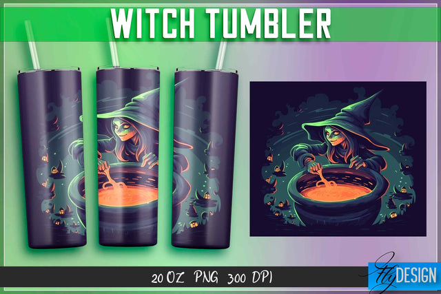 Witch Tumblers Wrap 20 oz. Sublimation Fly Design 
