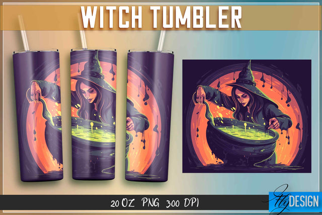 Witch Tumblers Wrap 20 oz. Sublimation Fly Design 