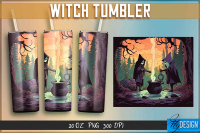 Witch Tumblers Wrap 20 oz. Sublimation Fly Design 