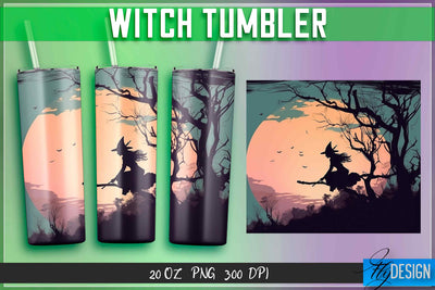 Witch Tumblers Wrap 20 oz. Sublimation Fly Design 