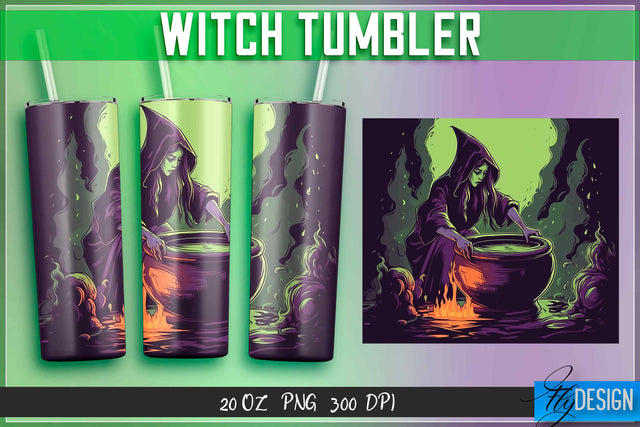 Witch Tumblers Wrap 20 oz. Sublimation Fly Design 