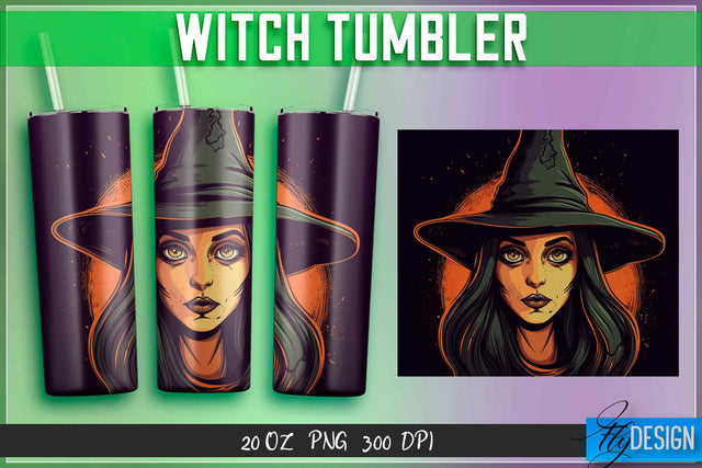 Witch Tumblers Wrap 20 oz. Sublimation Fly Design 