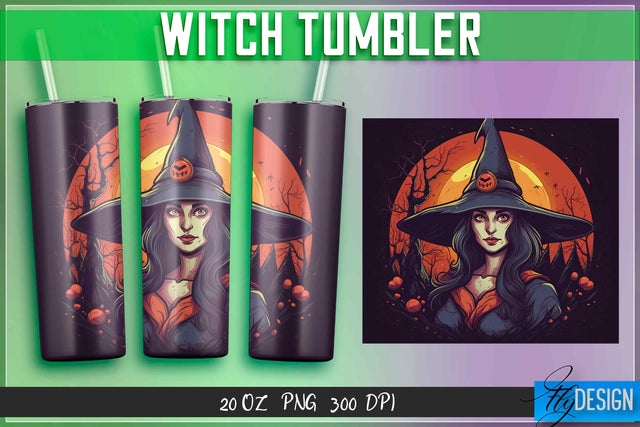Witch Tumblers Wrap 20 oz. Sublimation Fly Design 