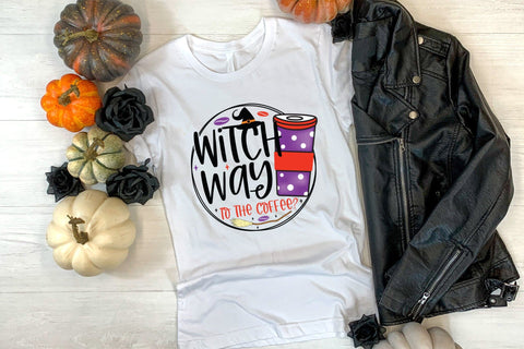 Witch Way to the Coffee, Halloween Witch PNG Sublimation CraftLabSVG 