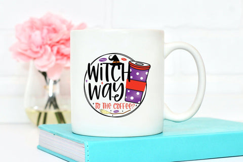 Witch Way to the Coffee, Halloween Witch PNG Sublimation CraftLabSVG 