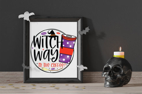 Witch Way to the Coffee, Halloween Witch PNG Sublimation CraftLabSVG 