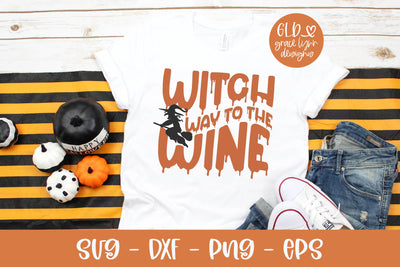 Witch Way To The Wine - Retro Halloween SVG SVG Grace Lynn Designs 