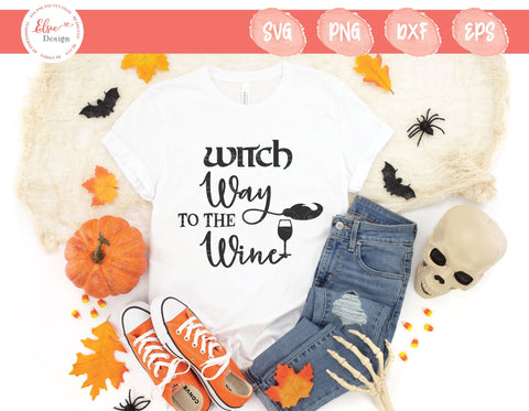 Witch Way To The Wine - SVG, PNG, DXF, EPS SVG Elsie Loves Design 