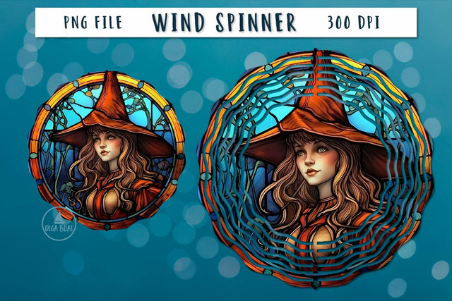 Witch wind spinner | Halloween wind spinner Sublimation Olga Boat Design 